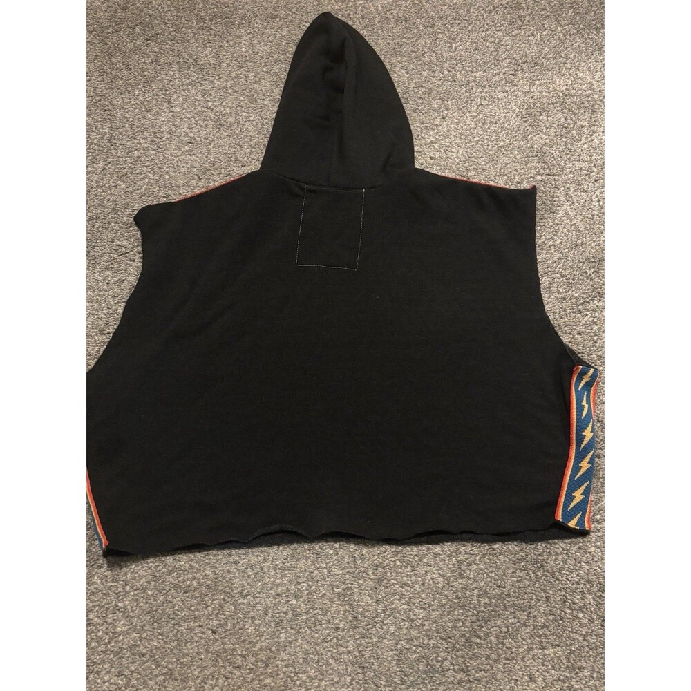 AVIATOR NATION Bolt Stripe Sleeveless Relaxed Cropped Pullover Hoodie XL Gray - Picture 7 of 7